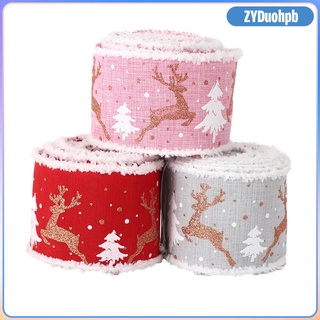 3 rollos hechos a mano impresos arpilleras de navidad cinta de lino con cable borde de regalo cinta de envoltura para decoración de navidad