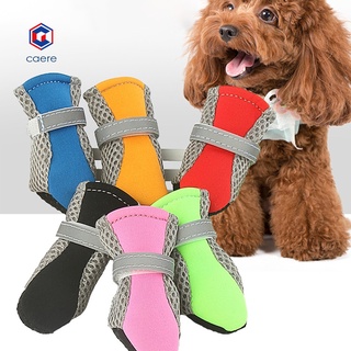 caere 4pcs zapatos de perro magic pegatina cierre de tela transpirable antideslizante botas de cachorro para exteriores (1)