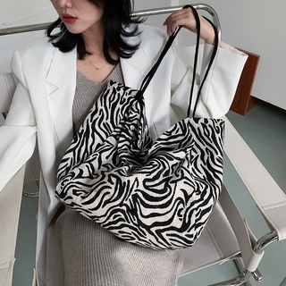 Zebra Stripes bolso de lona Mujer2021Nueva moda bolso de hombro de gran capacidad bolso de tela de ocio bolso de mano portátil fP85