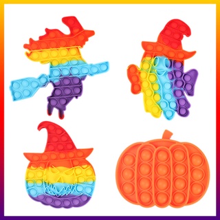 New Rainbow Among Halloween Unicorn Push Pops Bubble Toy Anti-stress Pop It Fidget Toys