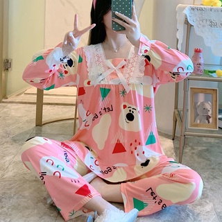 Nueva red pijamas mujeres primavera y otoño de manga larga traje pijamas mujeres Ins princesa estilo de dibujos animados más el tamaño de servicio a domicilio (5)