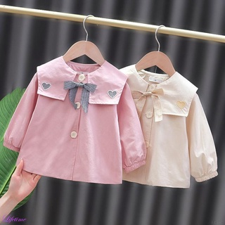 Baby Girls Coat Children Cotton Bowknot Jacket Long Sleeve Tops Shirt Spring Autumn Blouses Clothes