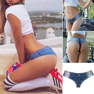 [jem] mujeres bikini cintura baja jeans pantalones vaqueros pantalones cortos sexy inferior mini tangas clubwear eui