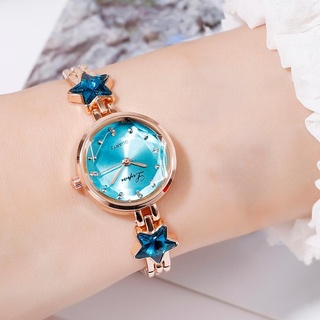Relojes de lujo de las mujeres cielo estrellado pulsera de oro rosa vestido de las mujeres de cuarzo reloj de pulsera de diamantes de imitación reloj de moda