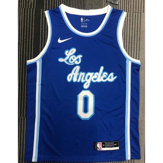 [caliente prensado]nba jersey los angeles lakers 0# westbrook 2021 versión latina azul y otros estilos jersey de baloncesto