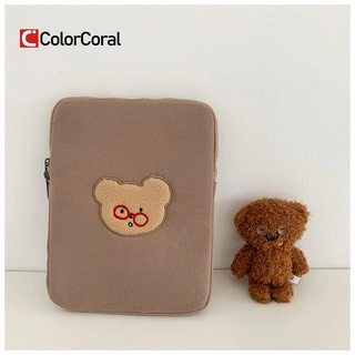 ColorCoral Korean Fashion Laptop Case Bag For Cartoon Glasses Bear Ipad Pro 9.7 10.5 11 13 inch Tablet Sleeve 15 inch Laptop Inner Bag