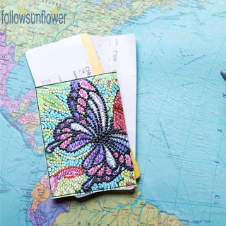 Diy forma especial diamante pintura mariposa PU pasaporte protección cubierta