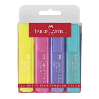 4 Marcatextos Fluorescentes Pastel Texliner Faber Castell