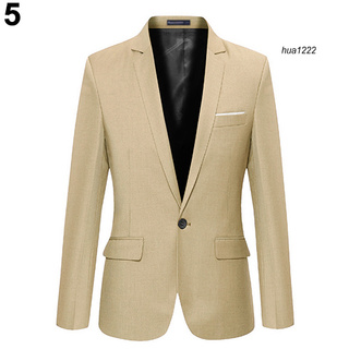 Hua_hombres moda Slim Fit Formal un botón traje Blazer abrigo chamarra Outwear Top (8)