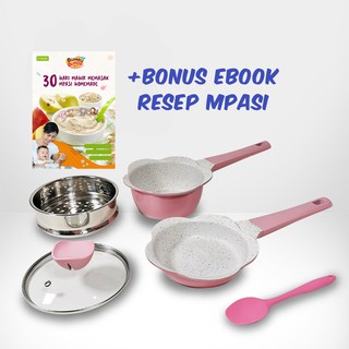 Baby Cookware-Pink Pan Equipment MPASI Teflon MPASI Frypan MPASI olla