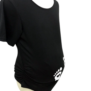 Pregnant Women Short Sleeve T-shirt Baby Feet Heart Printed Pregnancy Maternity Clothes