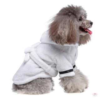 Pijama para mascotas con capucha engrosada de lujo de algodón suave con capucha de secado rápido y toalla de baño para perro Super absorbente (4)