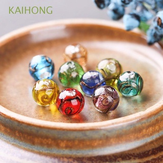 kaihong collar de joyería accesorio hecho a mano perlas de vidrio piezas de joyería línea de lampwork alrededor con brillante arena boutique arena polvo papel de plata dentro de la fabricación de joyas/multicolor