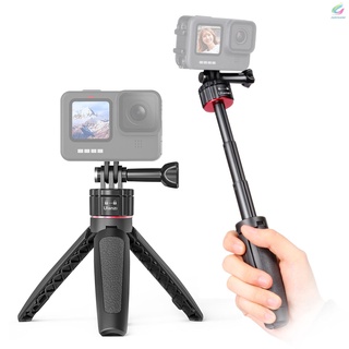 Fy Ulanzi GO-QUICK - trípode de bolsillo de aluminio con agujero de tornillo de 1/4 pulgadas, adaptador de cámara de acción, interfaz Dual para cámara de acción, transmisión en vivo, Selfie, grabación de vídeo