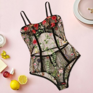 corset lencería de mujer Hollow body body Floral con entrepierna sin espalda/ropa de dormir sin mangas/granda/