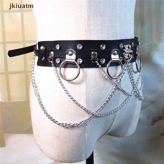 jkiuatm arnés de cuero hecho a mano para cinturón punk círculo cadena de metal enlace cinturón mx (1)