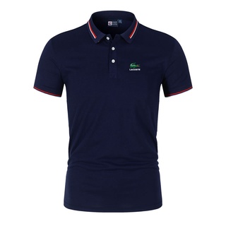 lacoste moda clásico de negocios polo camisa de oficina camiseta de verano de los hombres solapa slim golf polos camisa de tenis tops