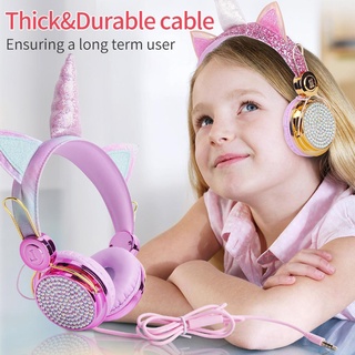 READY STOCKBrchiwji1 audífonos/audífonos De unicornio Para niños con cable De 3.5 mm Para niñas/bebés/diadema con diadema ajustable
