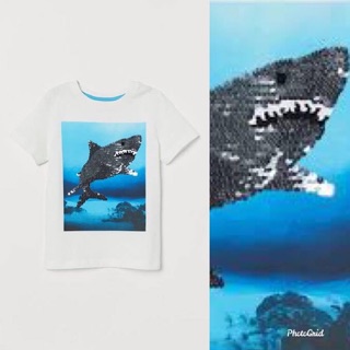 H&M Boy Shark camiseta con lentejuelas