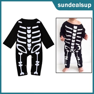 [sund] bebé halloween esqueleto disfraz traje mameluco de una sola pieza mono para niños niñas (8)