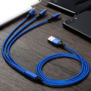 cable de datos usb 3 en 1 tipo c micro usb nylon trenzado 2.8a cable de carga rápida
