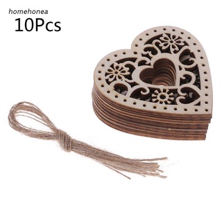 hom 10pcs Laser Cut Wood Embellishment Wooden Heart Shape Craft Wedding Decor (1)