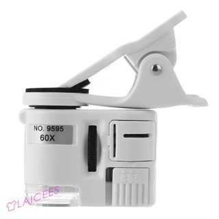 ()Universal 60X teléfono microscopio Zoom Micro cámara Clip lente con luz LED (1)