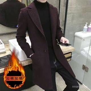 otoño gabardina de los hombres de la mitad de la longitud de estilo coreano slim fit juventud lana abrigo de los hombres abrigo de moda de lana ropa de primavera (4)