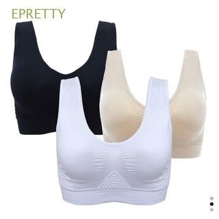 EPRETTY Workout Sports Bra With Pad Yoga Sports Wear Push-Up Vest Women Wireless Fitness Gym Breathable Shockproof Underwear