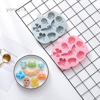 Yongyia - moldes de silicona para Halloween, en forma de calabaza, en forma de caramelo, bandeja de calabaza, fantasma, calavera, Fondant, Chocolate, manualidades, cupcakes, decoración de tartas