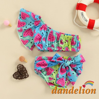 DANDELION-6months-3years Baby Girls Bikini Set , Sandía Impresión De Un Hombro Tops Con Cintura Corbata Calzoncillos De Baño