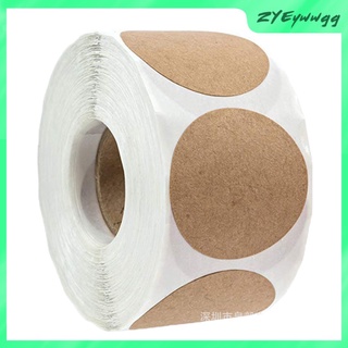1 rollo de etiquetas de papel Kraft de círculo Natural, pegatinas adhesivas redondas marrón, transferencia térmica imprimible e imprimible