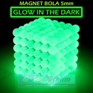 Imanes brillan en la oscuridad bolas de 5 mm/bolas Bucky redondas verde fósforo (3)