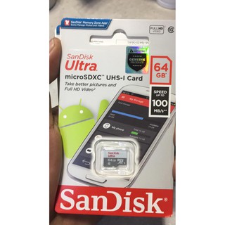 Tarjeta MICRO SD sandisk ULTRA 64GB 100MB/S MICRO SD UHS-I