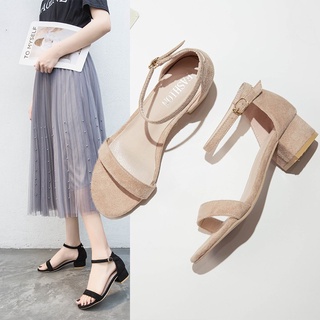 Sandalias De Las Mujeres 2022 Verano Versión Coreana Zapatos De Moda Partido Simple Tacón Grueso