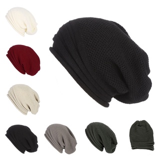 Invierno holgado Slouchy Beanie sombrero de lana de punto caliente gorra para hombres mujeres