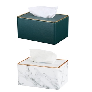 im caja de pañuelos de cuero rectangular para servilletas, dispensador de papel, decoración