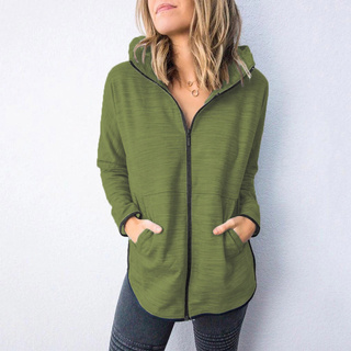 ♛fiona01♛ Fashion Women Solid Color Zipper Long Sleeve Sport Blouse Tops Hooded Sweatshirt (6)