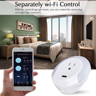 Tuya Smart Life WiFi Socket Con Luz De Noche LED Enchufe Inteligente Remoto Control De Voz Para Alexa Google Home CU (4)