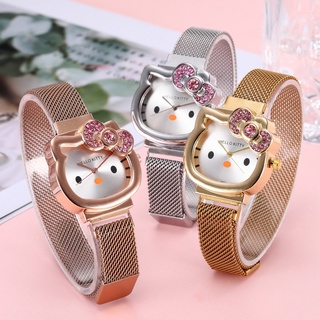 Hello Kitty - reloj de pulsera de cuarzo con hebilla magnética para mujer accesorios pendientes (5)