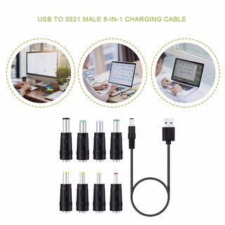 COLLARSOFT Multifunctional DC Charging Power Cord For Router 8-in-1 Charging Cable USB To 5521 Connector Cable Adapter Universal Male Charging Cable High Quality DC Interchangeable Plug/Multicolor (4)