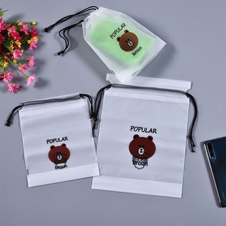 lindo de dibujos animados bolsa de almacenamiento impermeable esmerilado oso regalo bolsa de embalaje cordón ropa cosmética al (5)