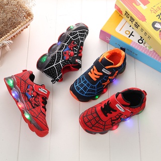 Los Niños Spider-Man Zapatillas De Deporte LED Niñas Luz Zapatos Antideslizantes Suela Suave Transpirable Luminoso De Bebé