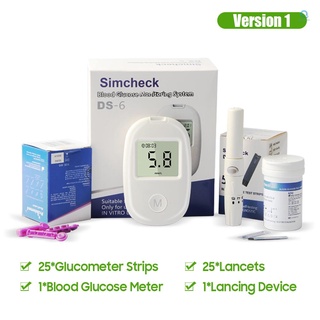 Kit De Monitor De Glucosa En Sangre 25 Tiras De Glucómetro/25 Lancetas/1 Medidor Dispositivo De Balanceo Prueba De Diabetes Sin Codificación