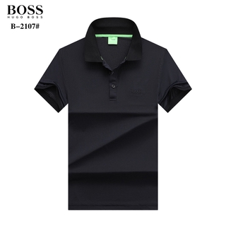 HUGO BOSS men formal black grey blue short-sleeve polo-shirts men summer Ice silk fabrics casual lapel office solid-color polo-shirts (4)