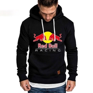 2021 Outdoor Sport Men Red Bull Print Drawstring Hoodie Long Sleeve Hooded Sweatshirt S-3xl