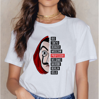 Dinero atraco Salvador Dali camiseta La Casa De Papel La Casa De Papel algodón traje Top De manga corta ropa (5)
