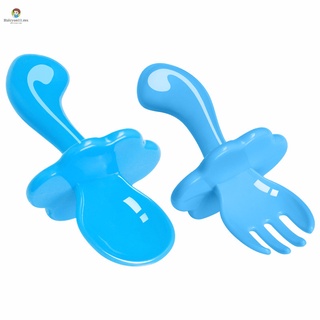 2 Unids/set Bebé Entrenamiento Tenedor Cucharas Color Caramelo Seguridad PP Material Vajilla Para Bebés