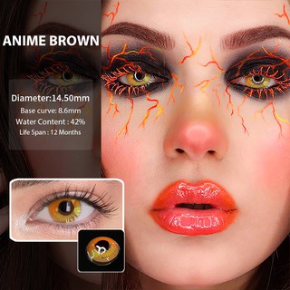 UYAAI 1 par de lentes de contacto de Color de 1 año/lentes de contacto para ojos/lentes de contacto cosméticos Anime/contactos de ojos para Cosplay/maquillaje/contactos de Color serie Anime marrón