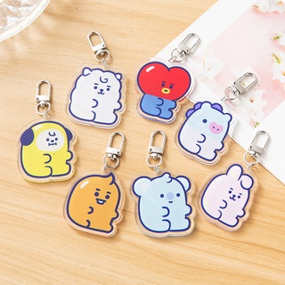 New Kpop BTS BT21 Jelly Candy Series Acrylic Keychain Keyring Cute Cartoon Key Holder Bag Pendant Accessories